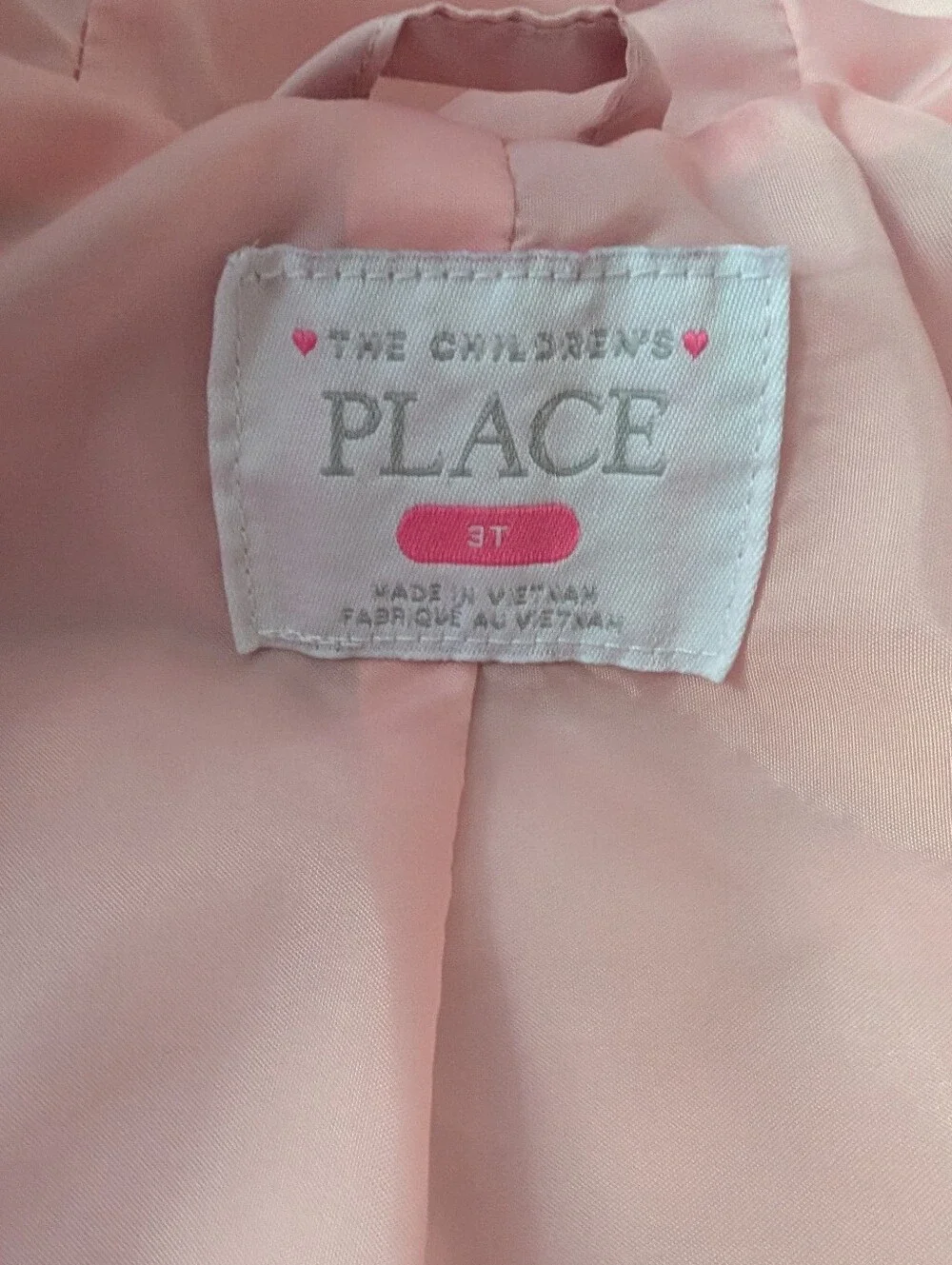 The Children's Place 3T Pastel Pink Quilted Hooded Jacket